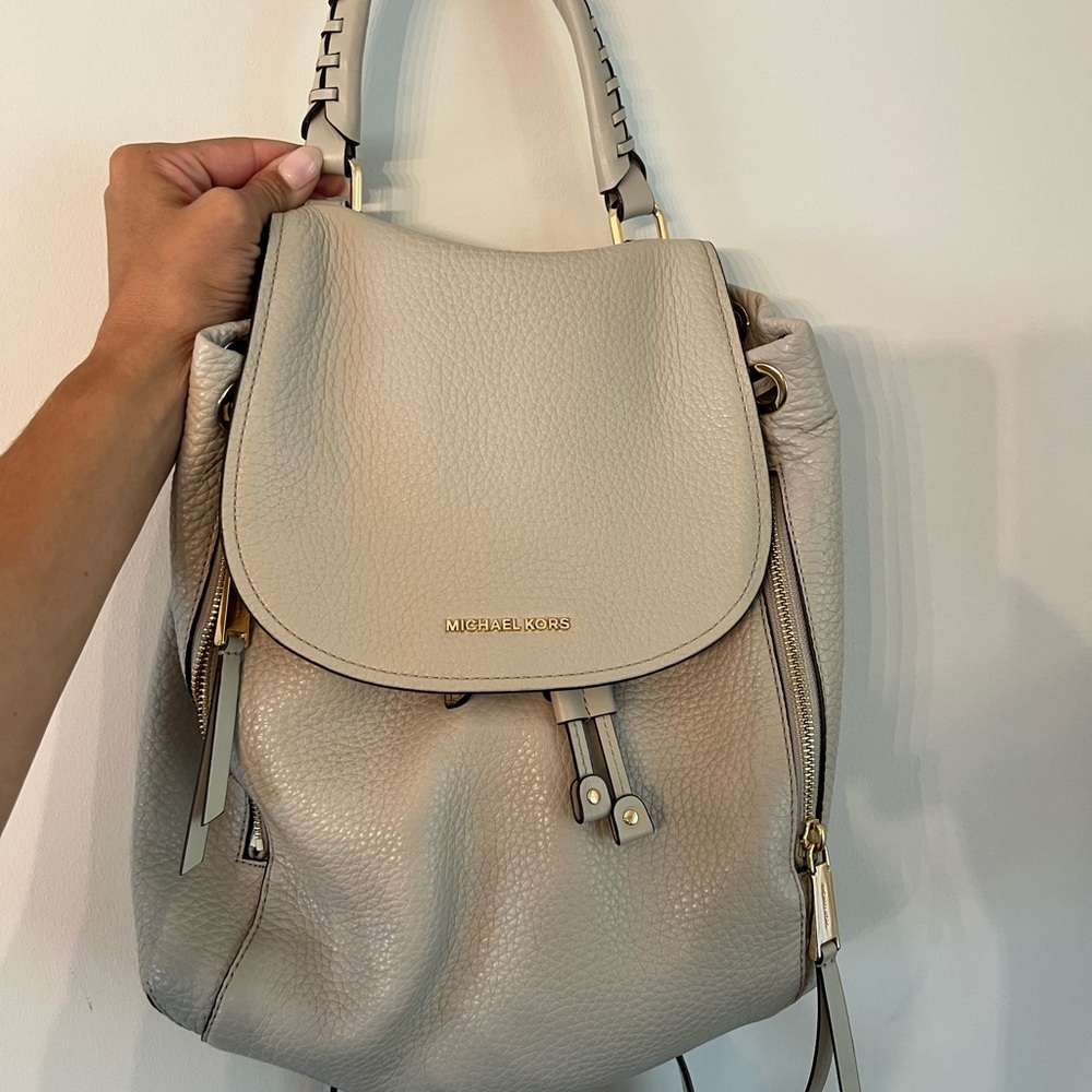 Michael Kors Taupe Leather Backpack